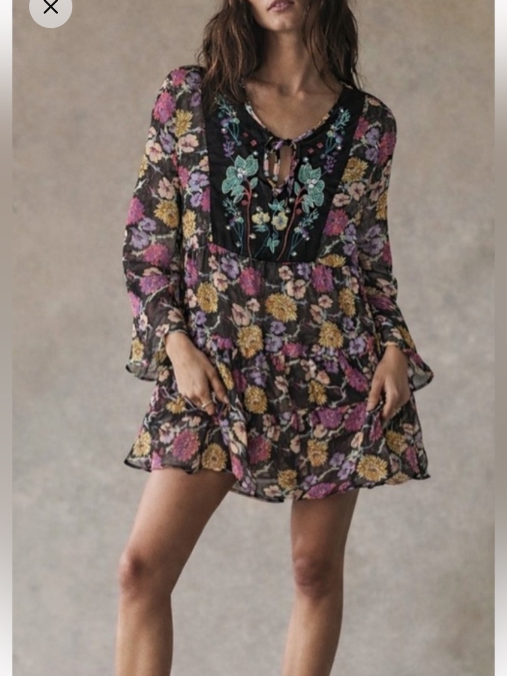 NWT Aratta Silent Journey- Floral Embroidered “Enchanted” Tunic - Multicolor